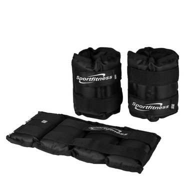 TOBILLERA MUÑEQUERA SPORT FITNESS TBA003 NEGRO AJUSTABLE CON PESO ARENA 2K - 4