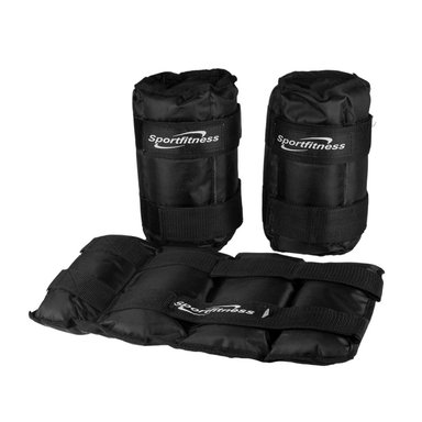 TOBILLERA MUÑEQUERA SPORT FITNESS TBA006 NEGRO AJUSTABLE CON PESO ARENA 5KG - 4