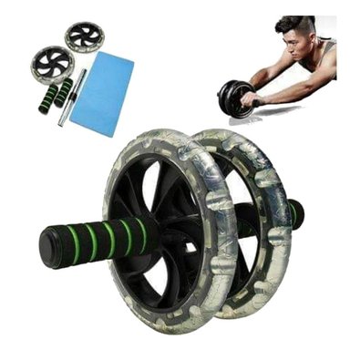 RUEDA AB TRANSPARENTE SPORT FITNESS RD-8101 ACERO INOXIDABLE NEGRO BRACKED WHELL + PROTECTOR RODILLAS