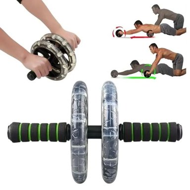 RUEDA AB TRANSPARENTE SPORT FITNESS RD-8101 ACERO INOXIDABLE NEGRO BRACKED WHELL + PROTECTOR RODILLAS - 3