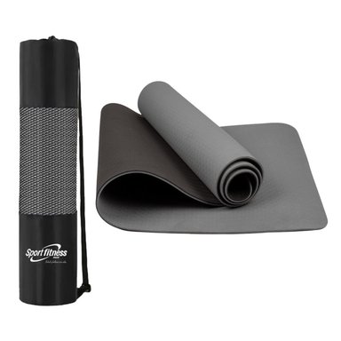 COLCHONETA MAT YOGA PILATES ECO FRIENDLY REVERSIBLE + BOLSO TRANSPORTADOR - PLOMO