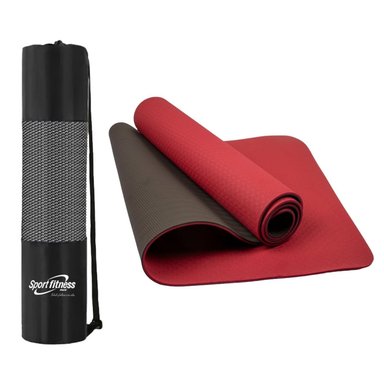 COLCHONETA MAT YOGA PILATES ECO FRIENDLY REVERSIBLE + BOLSO TRANSPORTADOR-ROJO