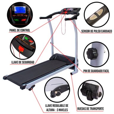 TROTADORA CAMINADORA ELÉCTRICA MOTOR SPORT FITNESS 1.5 HP 12 KM/H