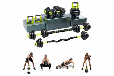 KIT 30 KILOS PESAS MANCUERNAS SPORT FITNESS 130487 BARRA ZETA + BARRA RECTA AB ROLLER + GUANTES