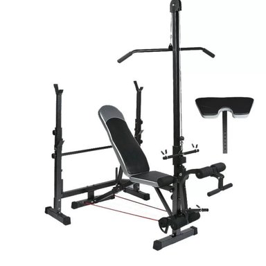 MINI GIMNASIO CON POLEA Y BANCA PARA PECHO CON PREDICADOR