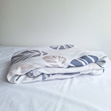 CUBREPLUMON LUJO 2 PLAZAS LINO GRIS CLARO ESTAMPADOS HOJAS - 4