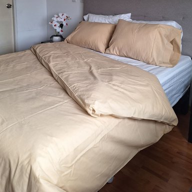 CUBREPLUMON LUJO 2 PLAZAS BEIGE LISO - 3
