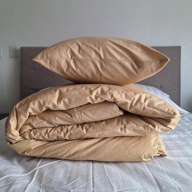 CUBREPLUMON LUJO 2 PLAZAS BEIGE LISO - 4