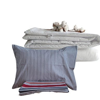 CUBREPLUMON LUJO 1 PLAZA GRIS ESTAMPADOS RAYAS REVERSIBLE - 4