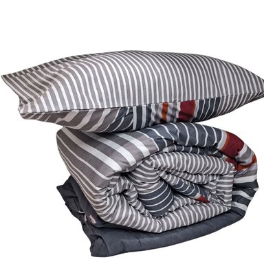 CUBREPLUMON LUJO 1 PLAZA GRIS ESTAMPADOS RAYAS REVERSIBLE - 5