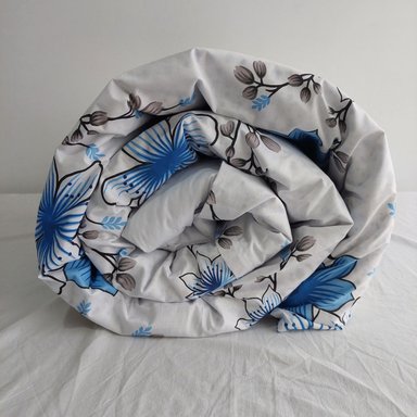 CUBREPLUMON LUJO 1 PLAZA AZUL ESTAMPADOS FLORES REVERSIBLE - 6