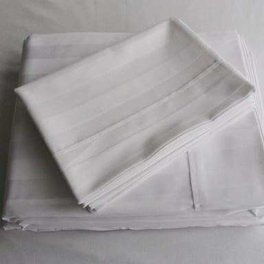 SET SÁBANAS LUJO 2 PLAZAS 350 HILOS ALGODÓN BLANCO HOTELERA 4 PIEZAS - 3