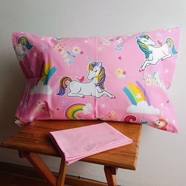 FUNDA ALMOHADA LUJO 144 HILOS 70 CM X 50 CM ROSADO UNICORNIO SET X 2 UNIDADES