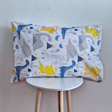 FUNDA ALMOHADA LUJO 144 HILOS 70 CM X 50 CM CELESTE DINOSAURIO SET X 2 UNIDADES - 2