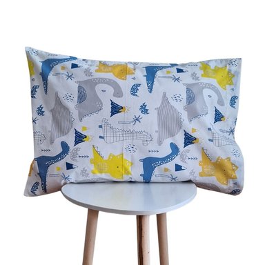 FUNDA ALMOHADA LUJO 144 HILOS 70 CM X 50 CM CELESTE DINOSAURIO SET X 2 UNIDADES - 3