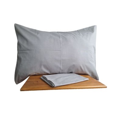 FUNDA ALMOHADA LUJO ALGODÓN 70 CM X 50 CM GRIS CLARO SET 2 UNIDADES