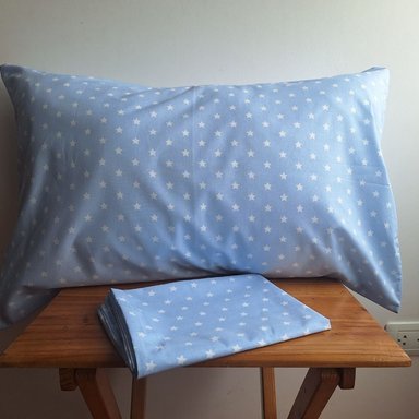FUNDA ALMOHADA LUJO ALGODÓN 70 CM X 50 CM CELESTE ESTRELLA SET X 2 UNIDADES - 3