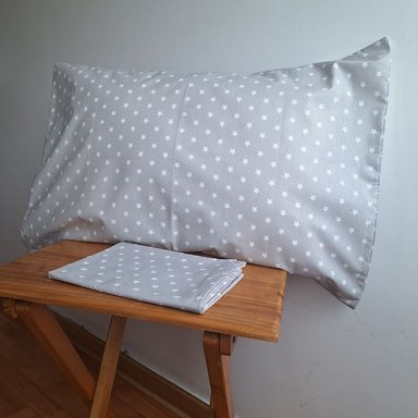 FUNDA ALMOHADA LUJO 2 PLAZAS ALGODÓN 50X70CM GRIS ESTRELLA SET 2 UNIDADES