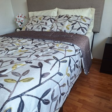 EDREDÓN LUJO 2 PLAZAS LINO ARENA ESTAMPADOS REVERSIBLE ENREDADERA TERRA