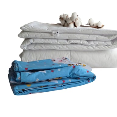 CUBREPLUMON LUJO 1.5 PLAZAS CELESTE ESTAMPADOS INFANTIL CON DISEÑO LLAMA - 6