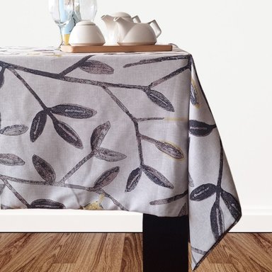 MANTEL LUJO MESA FLORES REVERSIBLE LINO 280 X 130 CM GRIS CLARO