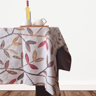 MANTEL LUJO MESA FLORES TERRA X REVERSIBLE LINO 280 X 130 CM GRIS CLARO