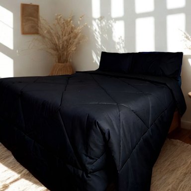 EDREDÓN LUJO NEGRO 2 PLAZAS + SET DE SÁBANAS