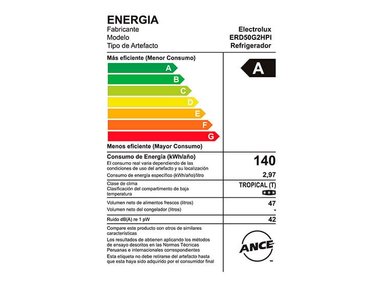 FRIGOBAR ELECTROLUX 47 L ERD50G2HPI PLATEADO - 5