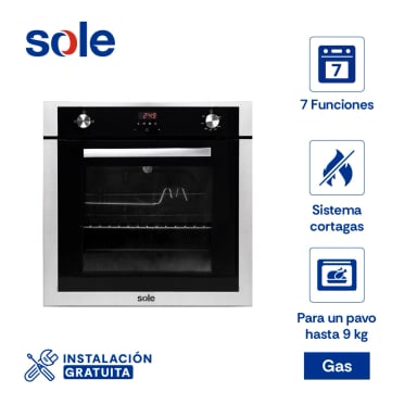 COMBO SOLE COCINA A GAS EMPOTRABLE 4 QUEMADORES SOLCO034 + HORNO A GAS SOLHO007 + CAMPANA VENUS PLUSS - 5