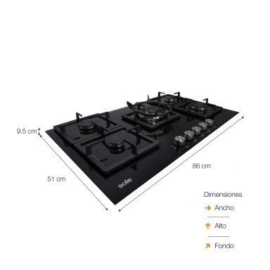 COMBO SOLE COCINA EMPOTRABLE A GAS 5 QUEMADORES SOLCO041 + HORNO ELÉCTRICO 105L SOLHO011 - 4