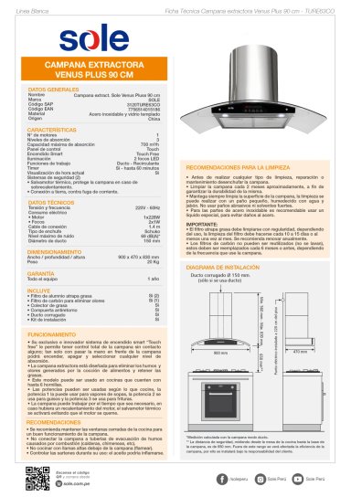 COMBO SOLE COCINA A GAS SOLCO033 + CAMPANA EXTRACTORA TURE63CO + HORNO SOLHO012 - 4