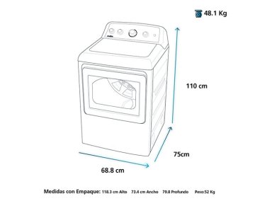 SECADORA A GAS MABE CARGA FRONTAL 22 KG SMG47N8MSBBB0 BLANCO - 6