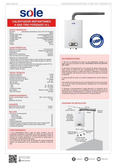 TERMA DE PASO A GAS 10L SOLE 3121GASN10TFV2 - 8