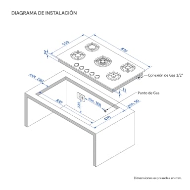 ENCIMERA A GAS SOLE 86CM SOLCO069 - 7