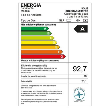 TERMA A GAS 20L SOLE 3121GASN20TFTC PASO CONTINUO - 8