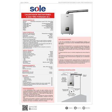 TERMA A GAS 20L SOLE 3121GASN20TFTC PASO CONTINUO - 9