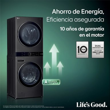 CENTRO DE LAVADO LG CARGA FRONTAL 22KG/16KG WK22BS6 AI DD NEGRO ACERO - 10