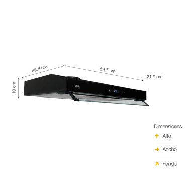 CAMPANA EXTRACTORA SOLE ANCHO 60CM SLIM BLACK S-COLLECTION TURE18CO 2M - 6