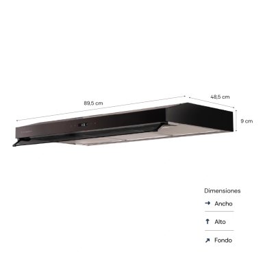 CAMPANA EXTRACTORA SOLE 2M 90CM SLIM BLACK - 3