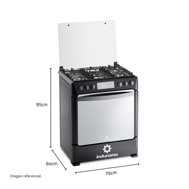 COCINA A GAS GLP INDURAMA 5 HORNILLAS NIZA NEGRO - 7
