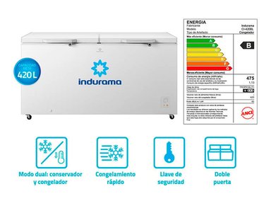 CONGELADORA INDURAMA DEFROST 420LT CI-420BL BLANCO - 1