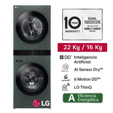 CENTRO LAVADO LG 22KG/16KG WK22GGS6 CARGA FRONTAL AI DD VERDE