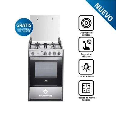 COCINA GLP INDURAMA 4 QUEMADORES CROMA VIENA Q