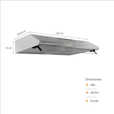 CAMPANA EXTRACTORA SOLE ANCHO 80CM 3120TURE20CO HERA 1 MOTOR ACERO INOXIDABLE - 5