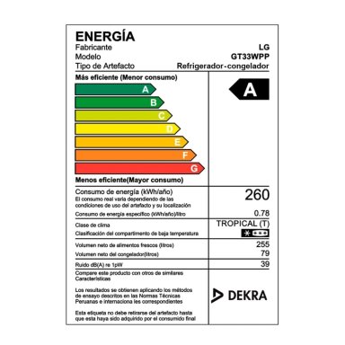 REFRIGERADORA LG TOP FREEZER NO FROST GT33WPP 334 L DOOR COOLING PLATEADA - 10