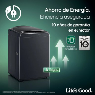 LAVADORA LG CARGA SUPERIOR 23 KG WT23PBVS6 AI DD INTELIGENCIA ARTIFICIAL NEGRO - 8