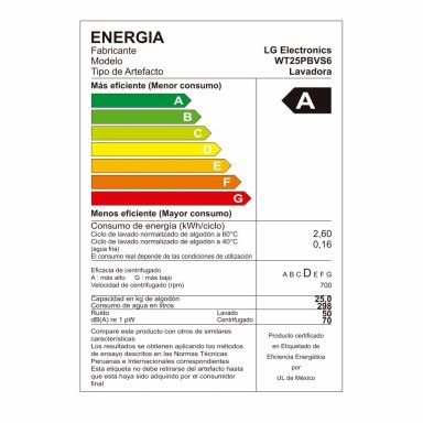LAVADORA LG CARGA SUPERIOR 25 KG WT25PBVS6 AI DD INTELIGENCIA ARTIFICIAL NEGRO - 14