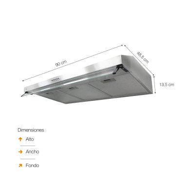 CAMPANA EXTRACTORA SOLE ANCHO 90CM 3120TURE17COV2 ROMA 2M INOXIDABLE - 6
