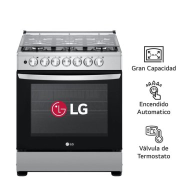COCINA A GAS LG LRGZ5253S GRAN CAPACIDAD 6 HORNILLAS ACERO INOXIDABLE