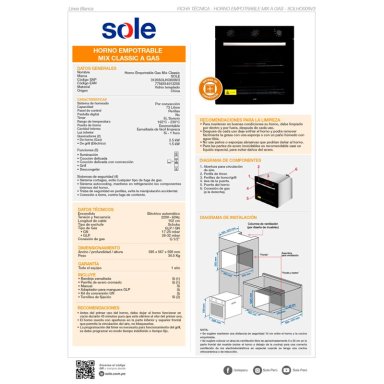 HORNO EMPOTRABLE GLP SOLE 73L MIX CLASSIC - 10